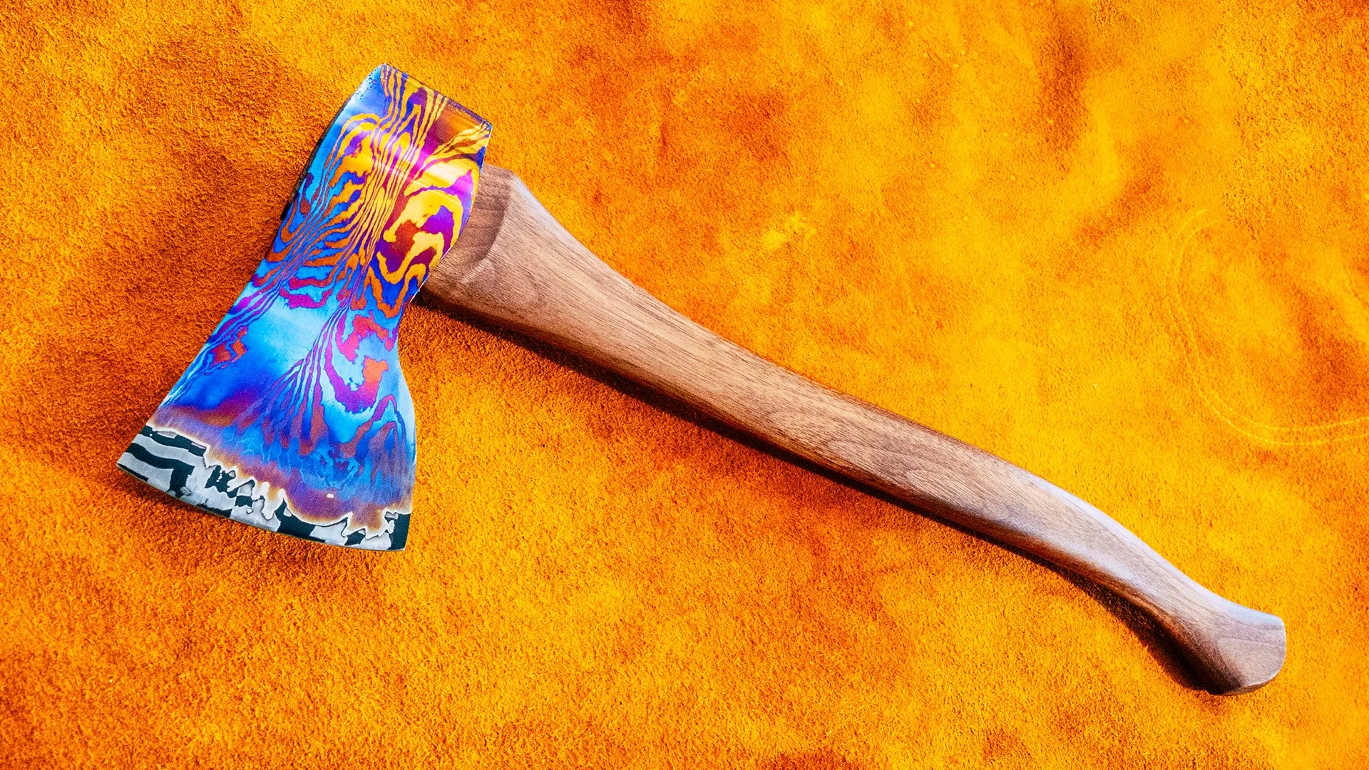 Titanium and Steel Damascus Axe — Alec Steele